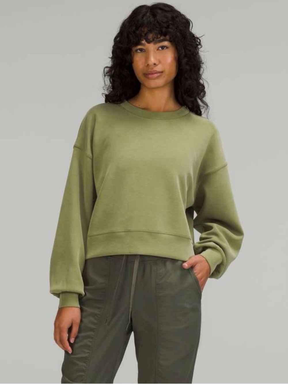 Lululemon Olive Perfectly Overdized Doftstream Crewneck Sweatshirt